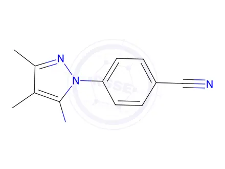 Chemical structure of 4-(5-amino-3,4-dimethyl-1H-pyrazol-1-yl)benzonitrile