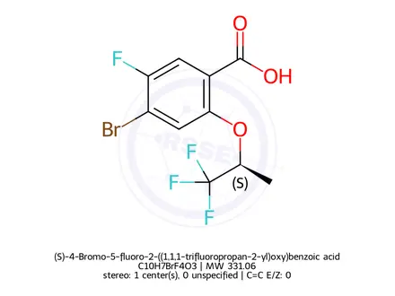 Chemical structure of (S)-4-Bromo-5-fluoro-2-((1,1,1-trifluoropropan-2-yl)oxy)benzoic acid