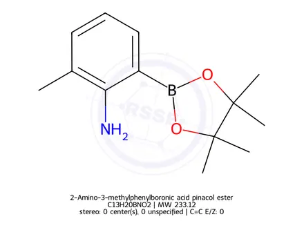 Chemical structure of 2-Methyl-6-(tetramethyl-1,3,2-dioxaborolan-2-yl)aniline