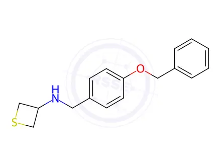Chemical structure of N-(4-(benzyloxy)benzyl)thietan-3-amine