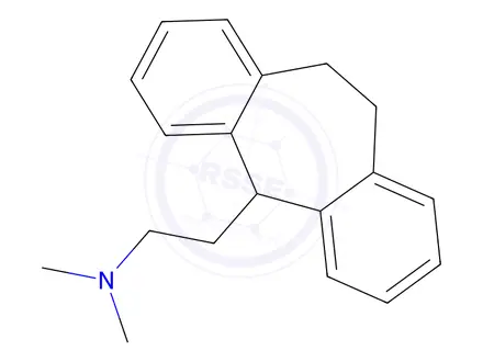 Chemical structure of 10,11-Dihydro-N,N-dimethyl-5H-dibenzo[a,d]cycloheptene-5-ethanamine