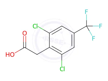 Chemical structure of 2-[2,6-dichloro-4-(trifluoromethyl)phenyl]acetic acid