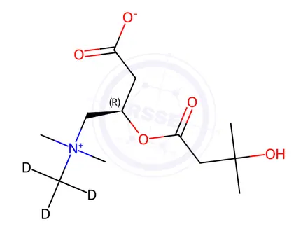 Chemical structure of (2R)-3-Hydroxyisovaleroyl-d3 Carnitine