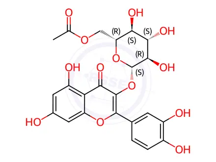 Chemical structure of Quercetin-3-O-glucose-6''-acetate