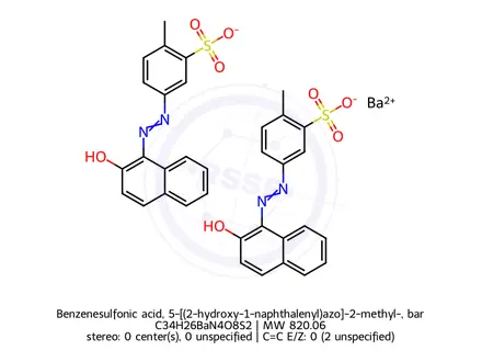 Chemical structure of Benzenesulfonic acid, 5-[(2-hydroxy-1-naphthalenyl)azo]-2-methyl-, barium salt (2:1)