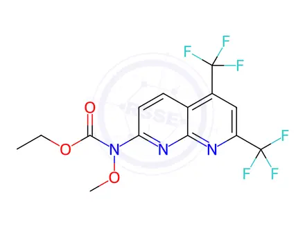 Chemical structure of Carbamic acid, [5,7-bis(trifluoromethyl)-1,8-naphthyridin-2-yl]methoxy-, ethyl ester (9CI)