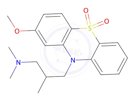 Chemical structure of 2-methoxy-5,5-dioxo-10(3-dimethylamino-2-methylpropyl)phenothiazine