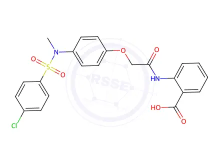 Chemical structure of 2-{2-[4-(n-methyl4-chlorobenzenesulfonamido)phenoxy]acetamido}benzoic acid
