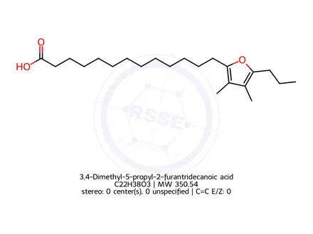 Chemical structure of 3,4-Dimethyl-5-propyl-2-furantridecanoic acid