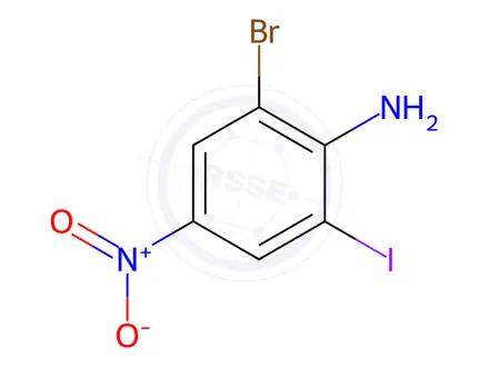 Chemical structure of BenzenaMine,2-broMo-6-iodo-4-nitro-