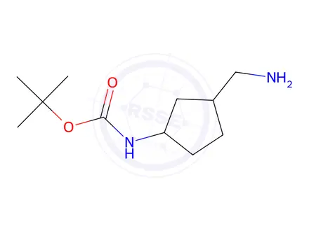 Chemical structure of Carbamic acid, [3-(aminomethyl)cyclopentyl]-, 1,1-dimethylethyl ester