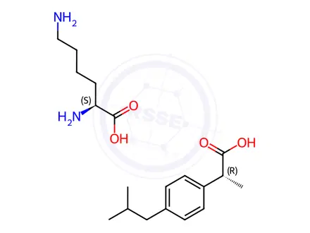 Chemical structure of (R)-(-)-Ibuprofen (S)-(+)-Lysinate
