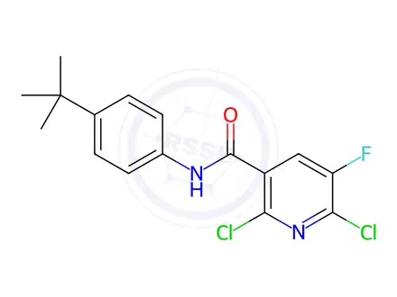 Chemical structure of N-[4-(tert-butyl)phenyl]-2,6-dichloro-5-fluoronicotinamide
