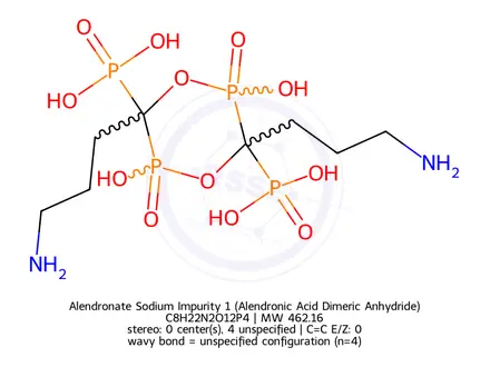 Chemical structure of Alendronate Sodium Impurity 1 (Alendronic Acid Dimeric Anhydride)