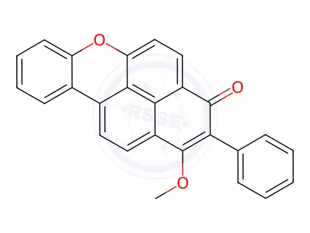 Chemical structure of 1-methoxy-2-phenyl-3H-naphtho[2,1,8-mna]xanthen-3-one
