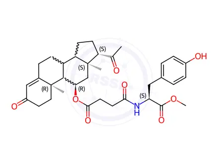 Chemical structure of progesterone 11-succinyltyrosine methyl ester