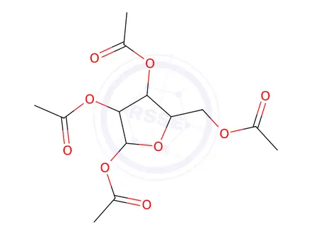 Chemical structure of 1,2,3,5-tetra-O-acetyl-D-lyxofuranose