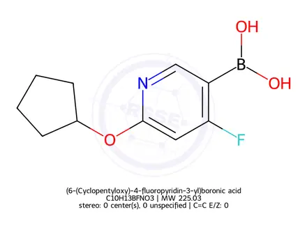 Chemical structure of (6-(Cyclopentyloxy)-4-fluoropyridin-3-yl)boronic acid