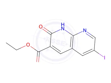 Chemical structure of Ethyl 2-Hydroxy-6-iodo-1,8-naphthyridine-3-carboxylate