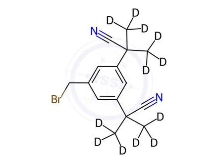 Chemical structure of α,α,α',α'-(Tetramethyl-d12)-5-bromomethyl-1,3-benzenediacetonitrile
