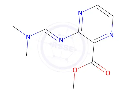 Chemical structure of Pyrazinecarboxylic acid, 3-[[(dimethylamino)methylene]amino]-, methyl ester