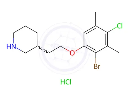 Chemical structure of 3-[2-(2-Bromo-4-chloro-3,5-dimethylphenoxy)ethyl]-piperidine hydrochloride