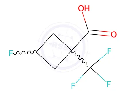 Chemical structure of 3-Fluoro-1-(trifluoromethyl)cyclobutane-1-carboxylic acid