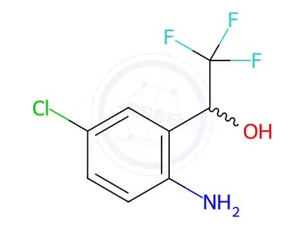Chemical structure of 1-(2-amino-5-chlorophenyl)-2,2,2-trifluoroethan-1-ol