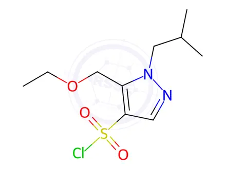 Chemical structure of 5-(ethoxymethyl)-1-isobutyl-1H-pyrazole-4-sulfonyl chloride