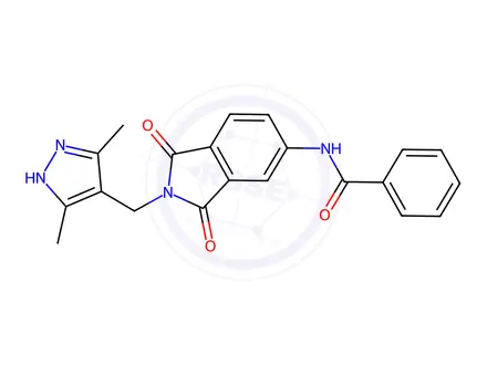 Chemical structure of N-(2-((3,5-Dimethyl-1H-pyrazol-4-yl)methyl)-1,3-dioxoisoindolin-5-yl)benzamide