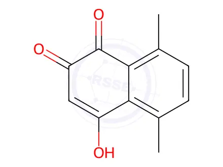 Chemical structure of 1,4-Naphthoquinone, 2-hydroxy-5,8-dimethyl-(8CI)