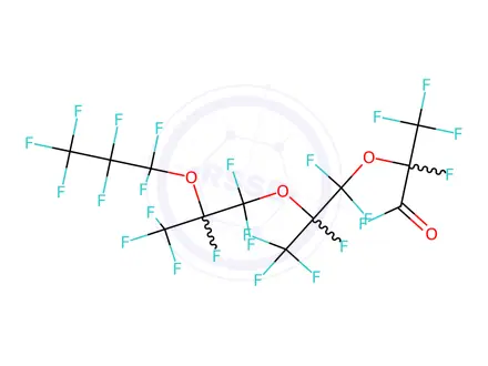 Chemical structure of Perfluoro(2,5,8-trimethyl-3,6,9-trioxadodecanoyl) Fluoride