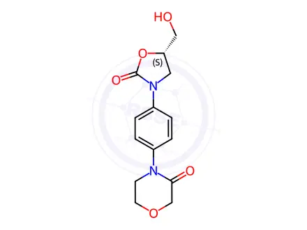 Chemical structure of (S)-4-(4-(5-(hydroxymethyl)-2-oxooxazolidin-3-yl)phenyl)morpholin-3-one