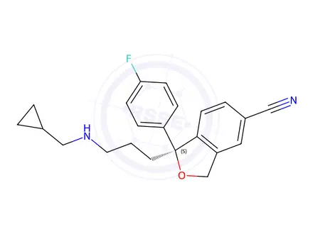 Chemical structure of (S)-1-[3-(Cyclopropyl-Methyl-aMino)-propyl]-1-(4-fluoro-phenyl)-1,3-dihydro-isobenzofuran-5-carbonitrile