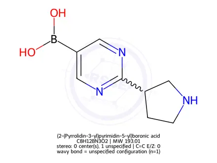 Chemical structure of (2-(Pyrrolidin-3-yl)pyrimidin-5-yl)boronic acid