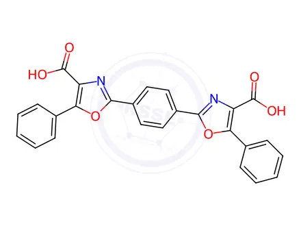 Chemical structure of 4-Oxazolecarboxylic acid, 2,2'-(1,4-phenylene)bis[5-phenyl-