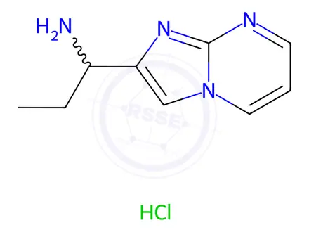 Chemical structure of (1-imidazo[1,2-a]pyrimidin-2-ylpropyl)amine hydrochloride
