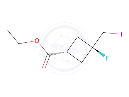 Chemical structure of ethyl trans-3-fluoro-3-(iodomethyl)cyclobutanecarboxylate