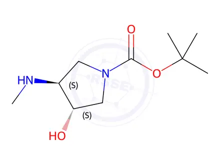 Chemical structure of (3S,4S)-tert-Butyl 3-hydroxy-4-(methylamino)pyrrolidine-1-carboxylate