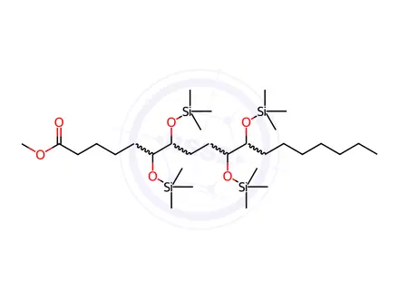 Chemical structure of 6,7,10,11-Tetrakis[(trimethylsilyl)oxy]octadecanoic acid methyl ester