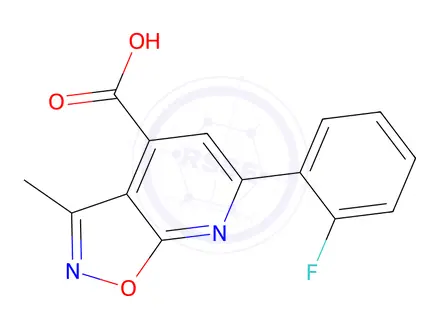 Chemical structure of 6-(2-Fluorophenyl)-3-methyl-[1,2]oxazolo[5,4-b]pyridine-4-carboxylic Acid