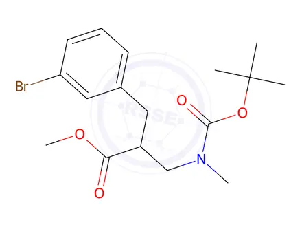 Chemical structure of Methyl 2-(3-bromobenzyl)-3-((tert-butoxycarbonyl)(methyl)amino)propanoate