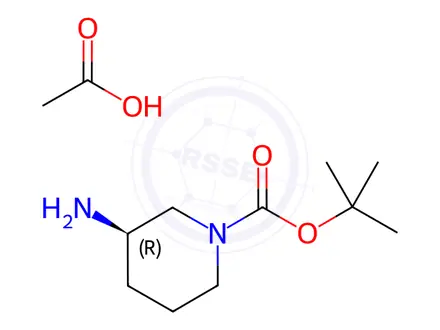 Chemical structure of (R)-tert-Butyl 3-aminopiperidine-1-carboxylate acetate