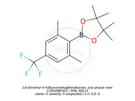 Chemical structure of 2-(2,6-Dimethyl-4-(trifluoromethyl)phenyl)-4,4,5,5-tetramethyl-1,3,2-dioxaborolane
