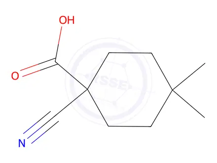 Chemical structure of 1-Cyano-4,4-dimethylcyclohexane-1-carboxylic acid
