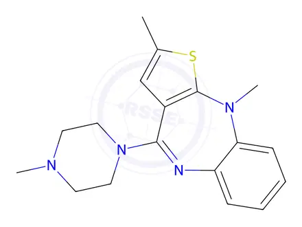 Chemical structure of (E)-2,10-diMethyl-4-(4-Methylpiperazin-1-yl)-10H-benzo[b]thieno[2,3-e][1,4]diazepine