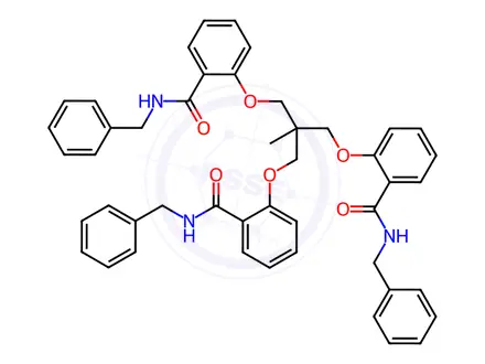 Chemical structure of Benzamide, 2,2'-[[2-methyl-2-[[2-[[(phenylmethyl)amino]carbonyl]phenoxy]methyl]-1,3-propanediyl]bis(oxy)]bis[N-(phenylmethyl)-(9CI)