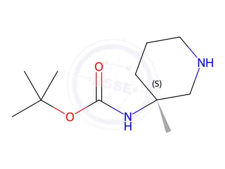 Chemical structure of (S)-Tert-butyl (3-Methylpiperidin-3-yl)carbamate