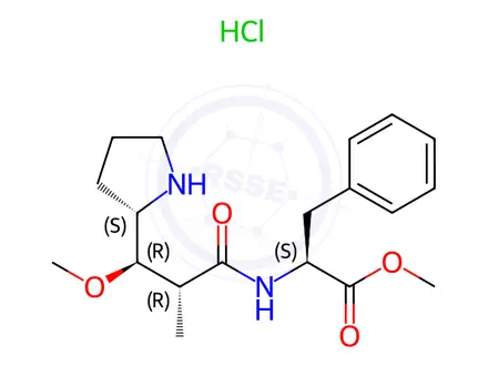 Chemical structure of Methyl ((2R,3R)-3-methoxy-2-methyl-3-((S)-pyrrolidin-2-yl)propanoyl)-L-phenylalaninate Hydrochloride