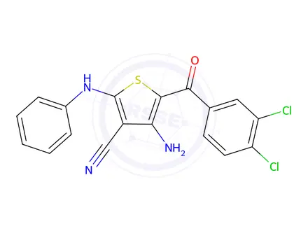 Chemical structure of 4-Amino-5-(3,4-dichlorobenzoyl)-2-(phenylamino)thiophene-3-carbonitrile